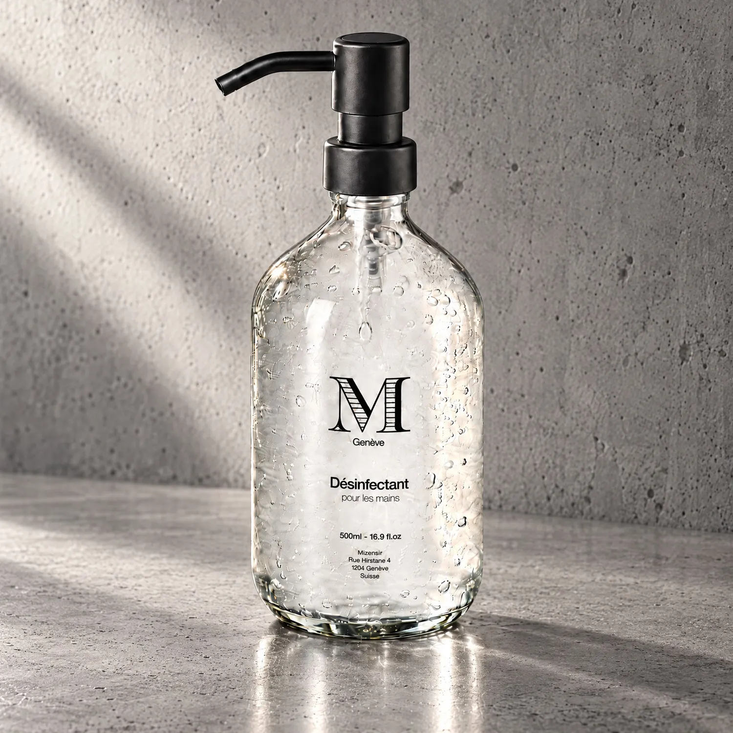 Mizensir Bergamote hånddesinfektion glas 500ml citrus